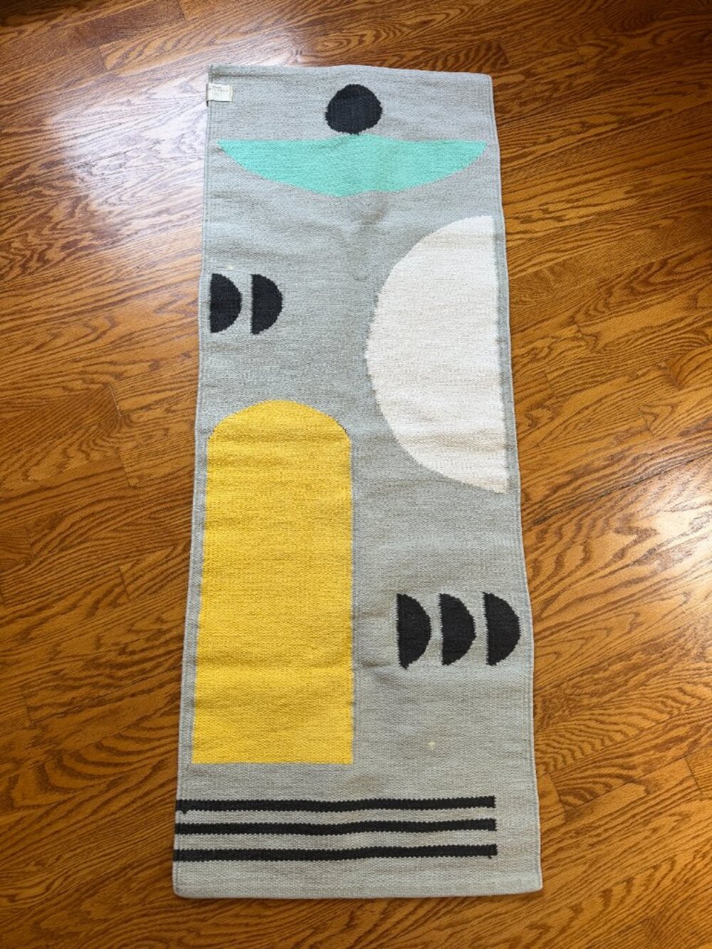 Quiet Town Arco Storm Cotton Runner Rug Geometric Gray Blue Yellow Modern